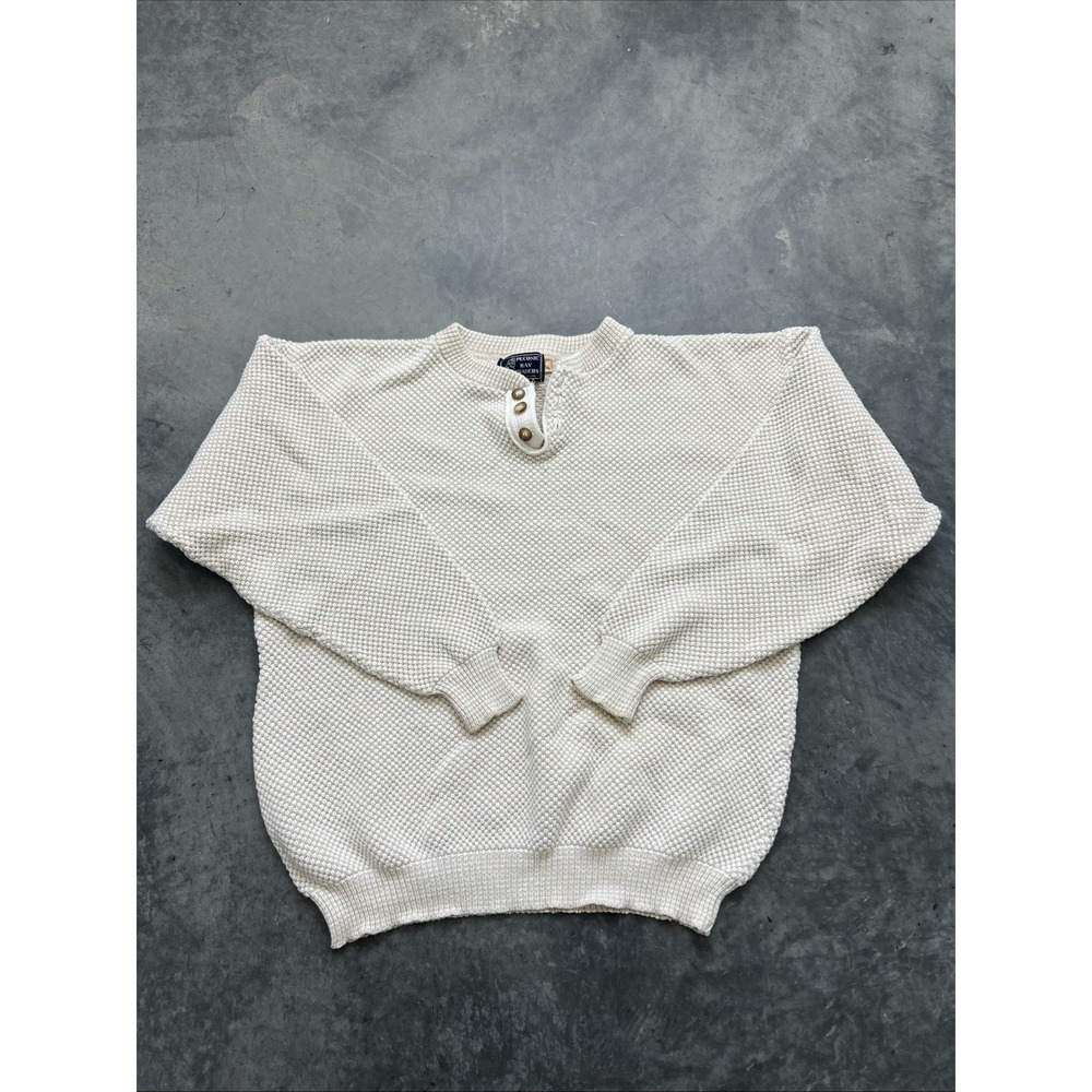 Vintage Cream Sweater  button Size Large Men Sku342